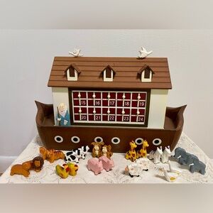 Noah's Ark Advent Calendar Complete 24 Animals Wooden Playset Gardener’s Vintage